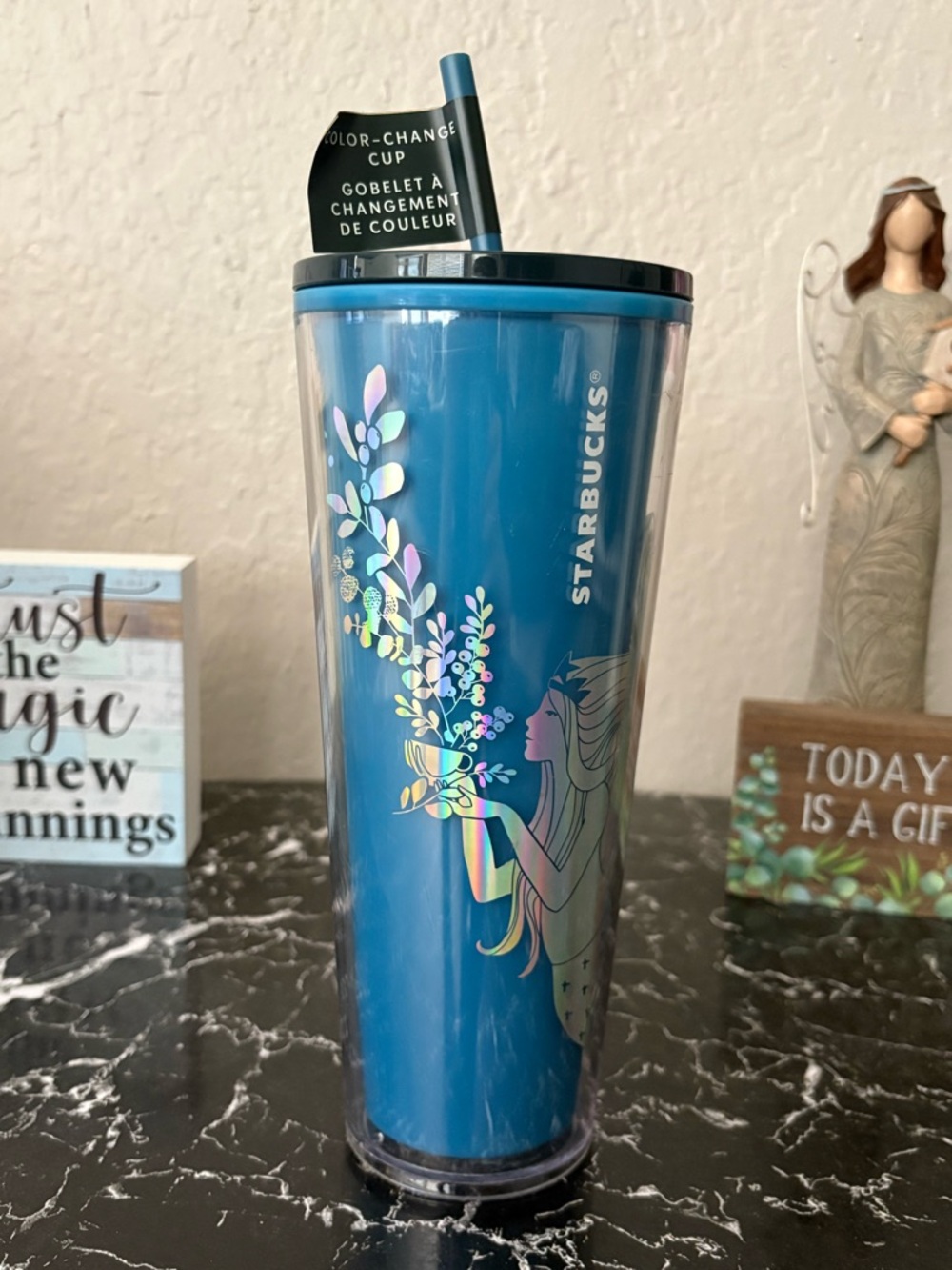 Starbucks 2021 Holiday Siren Mermaid Blue Color-Changing Tumbler NWT Never Used